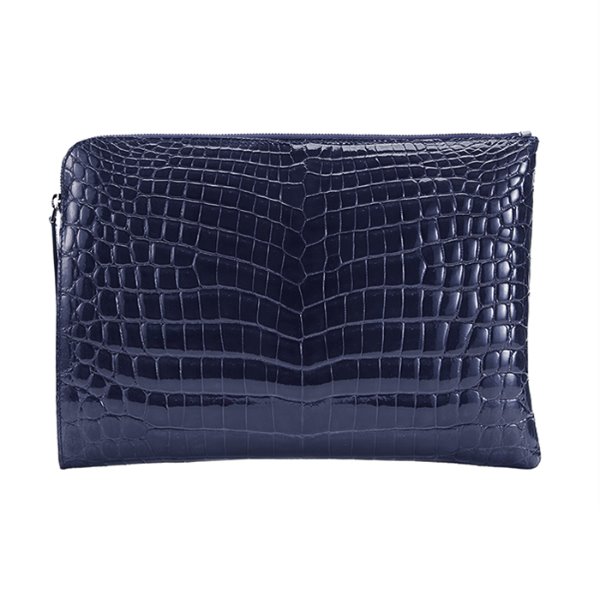 Crocodile leather Clutch bag Marin Blue