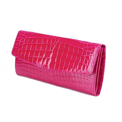 crocodile flip wallet Hot pink