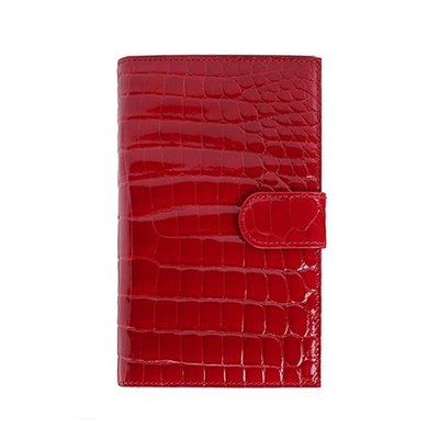 Roy crocodile wallet with strap Cherry