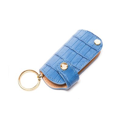 Crocodile button key cover Sapphire blue