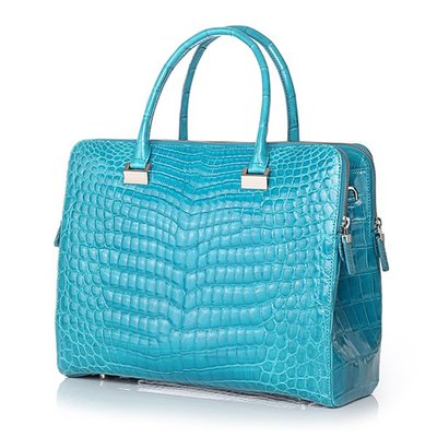 Crocodile square top bag medium Turquoise