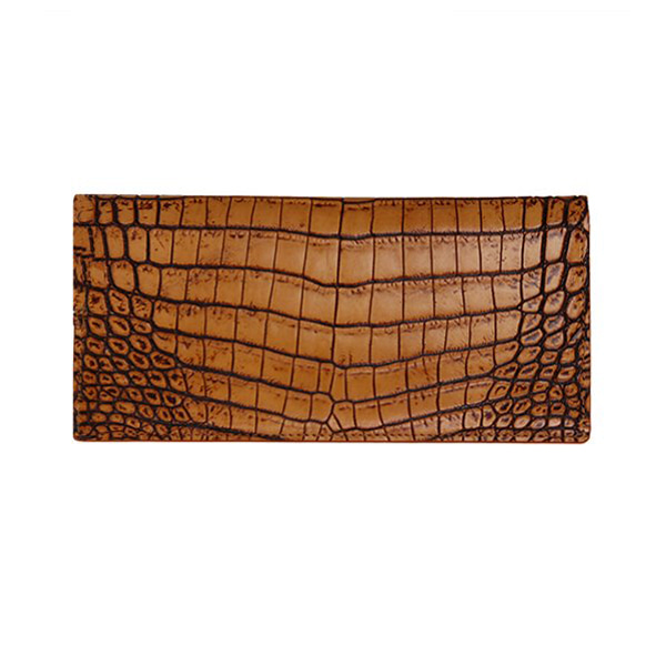 crocodile slim wallet Antique brown
