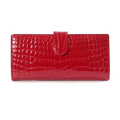crocodile button wallet Red