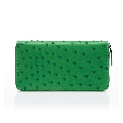 ostrich zip wallet Light green
