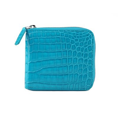 crocodile zip half wallet Turquoise