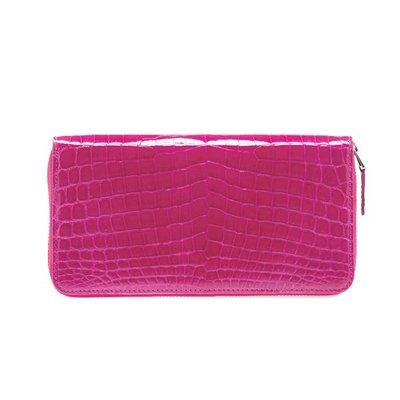 Crocodile zip wallet Hot pink