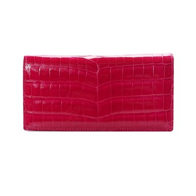 crocodile slim wallet Hot pink