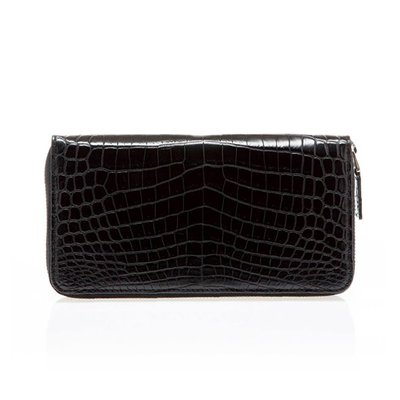 crocodile zip wallet Black matt